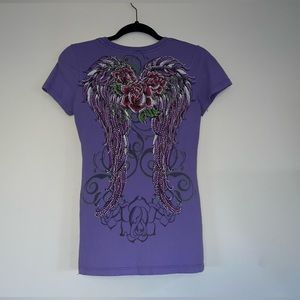 Purple Rhinestone Back Tee - Medium